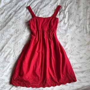 100% cotton red midi dress size small in great condition